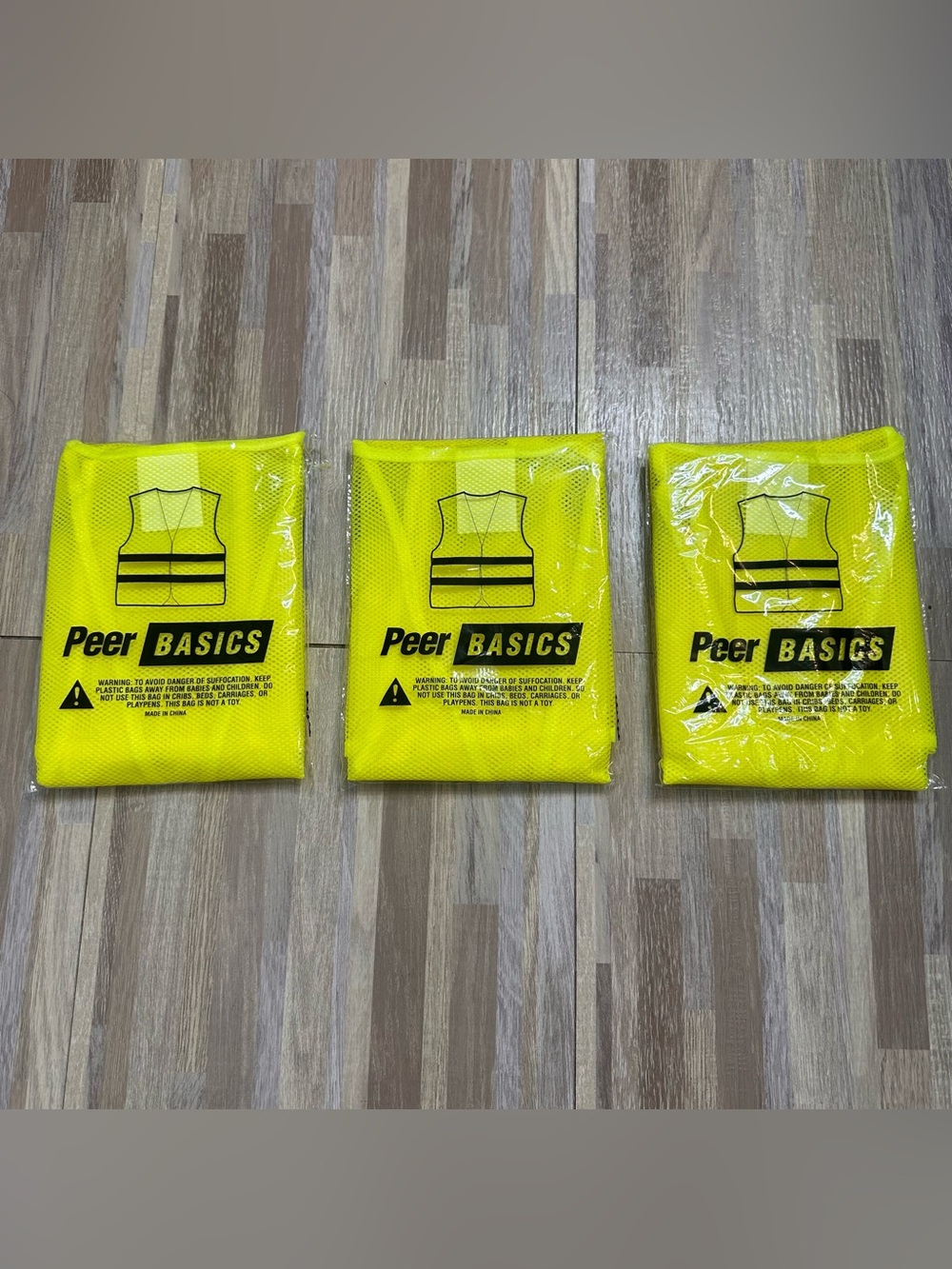 Peer Basics High-Visibility Safety Vest - Neon Yellow (Set of 3) NEW IN PACKAGE